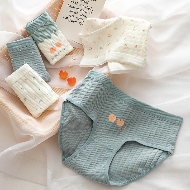 [Peinn] Set 10 Quần Lót Nữ Cotton Cute  Quần Chip Trái Cam Gân Tăm Chống Nhăn, Thấm Hút Mồ Hôi Siêu Co Giãn QLC16