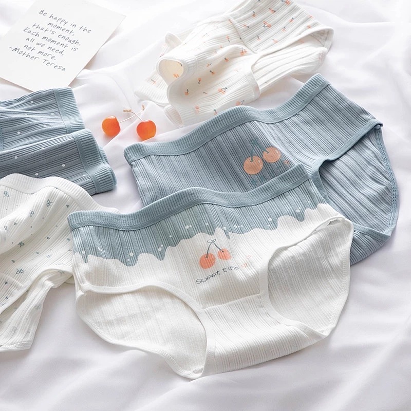 [Peinn] Set 10 Quần Lót Nữ Cotton Cute  Quần Chip Trái Cam Gân Tăm Chống Nhăn, Thấm Hút Mồ Hôi Siêu Co Giãn QLC16