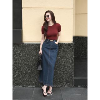 Áo thun nữ HAGOO dáng ôm body chất liệu cotton cộc tay cổ tròn phong cách basic 3 màu [A121]