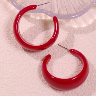 Bông tai kỳ nghỉ acrylic hình chữ C lớn thiết kế Âu Mỹ nhiều màu bóng hoặc lì, bông tai đi biển