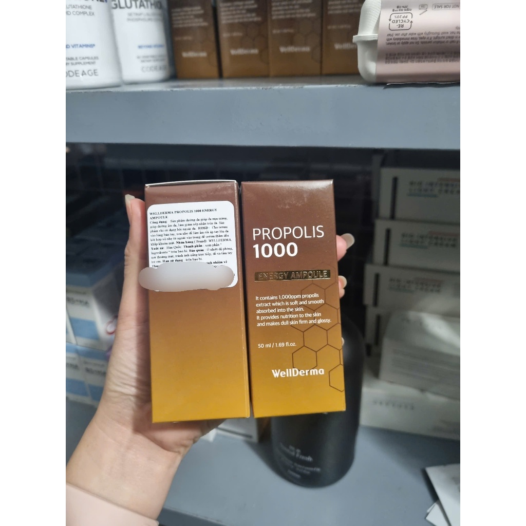 [Hàng CTY] Serum keo ong Wellderma Propolis 1000 Energy Ampoule Sáng Da, Thu Nhỏ Lỗ Chân Lông 50ml_CNP Laboratory