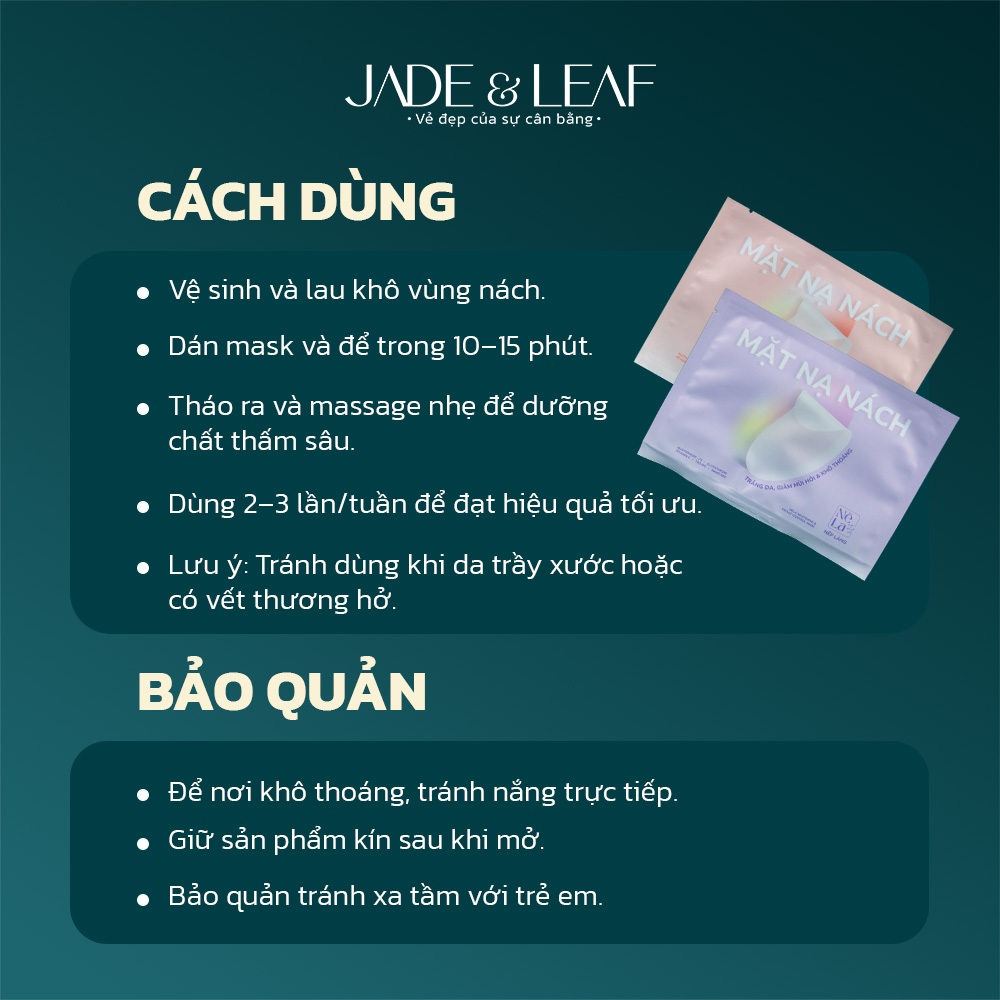 Mặt Nạ Nách Jade&Leaf Chính Hãng, Dưỡng Trắng Giảm Thâm Whitening & Dark Spot Correcting Mask
