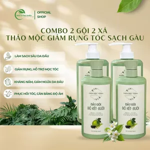 Combo 2 Dầu Gội Thảo Mộc Bồ Kết – Bưởi & 2 Dầu Xả Hương Dừa 430ml – Sạch Gàu, Giảm Rụng Tóc, Tóc Mềm Mượt Không Bết