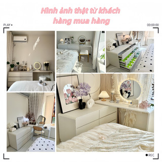 Nido Bàn Trang Điểm Đẹp Xoay 180 Thông Minh Có 6 Ngăn Kéo Để Đồ Gỗ Mdf Phủ Melamin Chống Xước