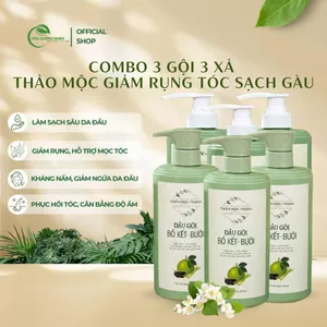 Combo 3 Dầu Gội Thảo Mộc Bồ Kết – Bưởi & 3 Dầu Xả Hương Dừa 430ml – Sạch Gàu, Giảm Rụng Tóc, Tóc Mềm Mượt Không Bết