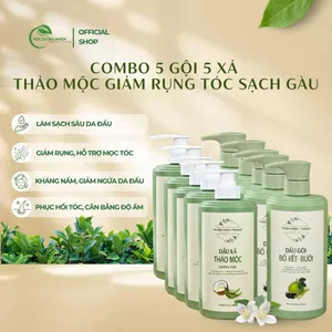 Combo 5 Dầu Gội Thảo Mộc Bồ Kết – Bưởi & 5 Dầu Xả Hương Dừa 430ml – Sạch Gàu, Giảm Rụng Tóc, Tóc Mềm Mượt Không Bết