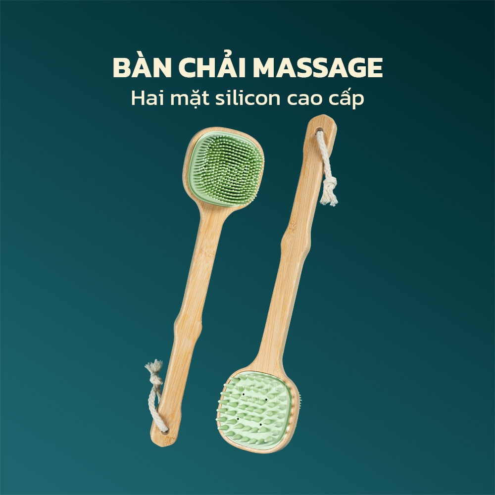 Cây Chà Lưng Silicon Jade&Leaf Bàn Chải Tắm 2 Mặt, Mềm Mại An Toàn, Phù Hợp Với Da Nhạy Cảm