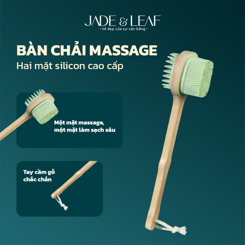Cây Chà Lưng Silicon Jade&Leaf Bàn Chải Tắm 2 Mặt, Mềm Mại An Toàn, Phù Hợp Với Da Nhạy Cảm