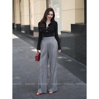 Áo thun nữ cổ V thiết kế ôm body HAGOO dài tay Nữ 3 màu Đỏ/ Đen/ Trắng [ A447 ]