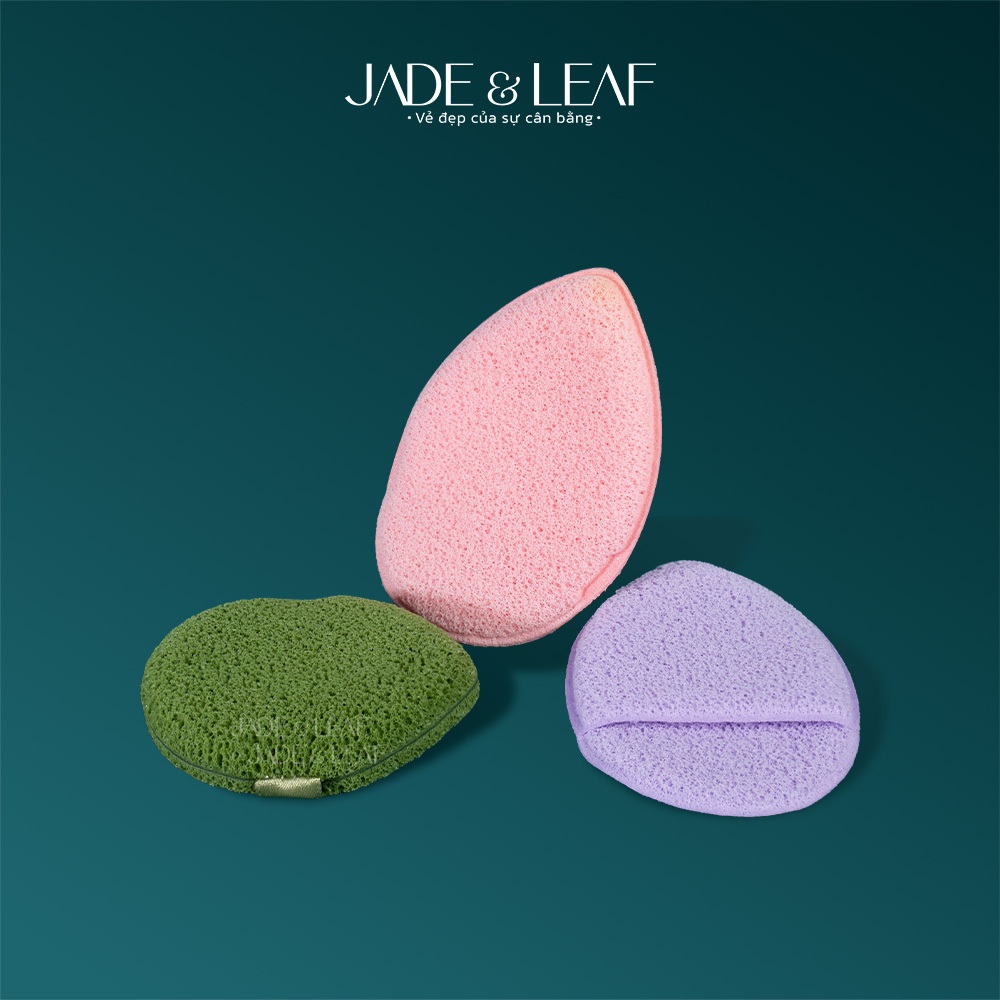 Bông Mút Rửa Mặt Jade&Leaf Chính Hãng, Hình Bọt Biển Giọt Nước Mềm Mại Làm Sạch Sâu Da Mặt