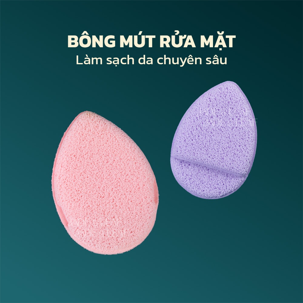 Bông Mút Rửa Mặt Jade&Leaf Chính Hãng, Hình Bọt Biển Giọt Nước Mềm Mại Làm Sạch Sâu Da Mặt