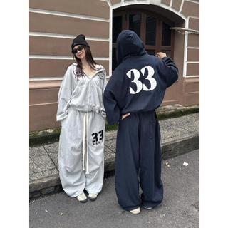 SET BỘ NỈ CHÂN CUA PREMIUM KHÔNG XÙ LÔNG THÊU 33 ÁO KHOÁC ZIP SWEATER BOXY BIGSIZE