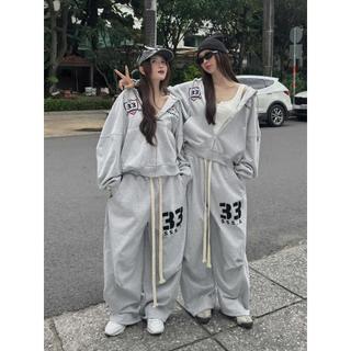 SET BỘ NỈ CHÂN CUA PREMIUM KHÔNG XÙ LÔNG THÊU 33 ÁO KHOÁC ZIP SWEATER BOXY BIGSIZE