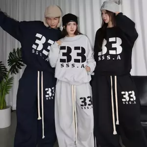 SET BỘ NỈ CHÂN CUA PREMIUM KHÔNG XÙ LÔNG THÊU 33 ÁO KHOÁC ZIP SWEATER BOXY BIGSIZE