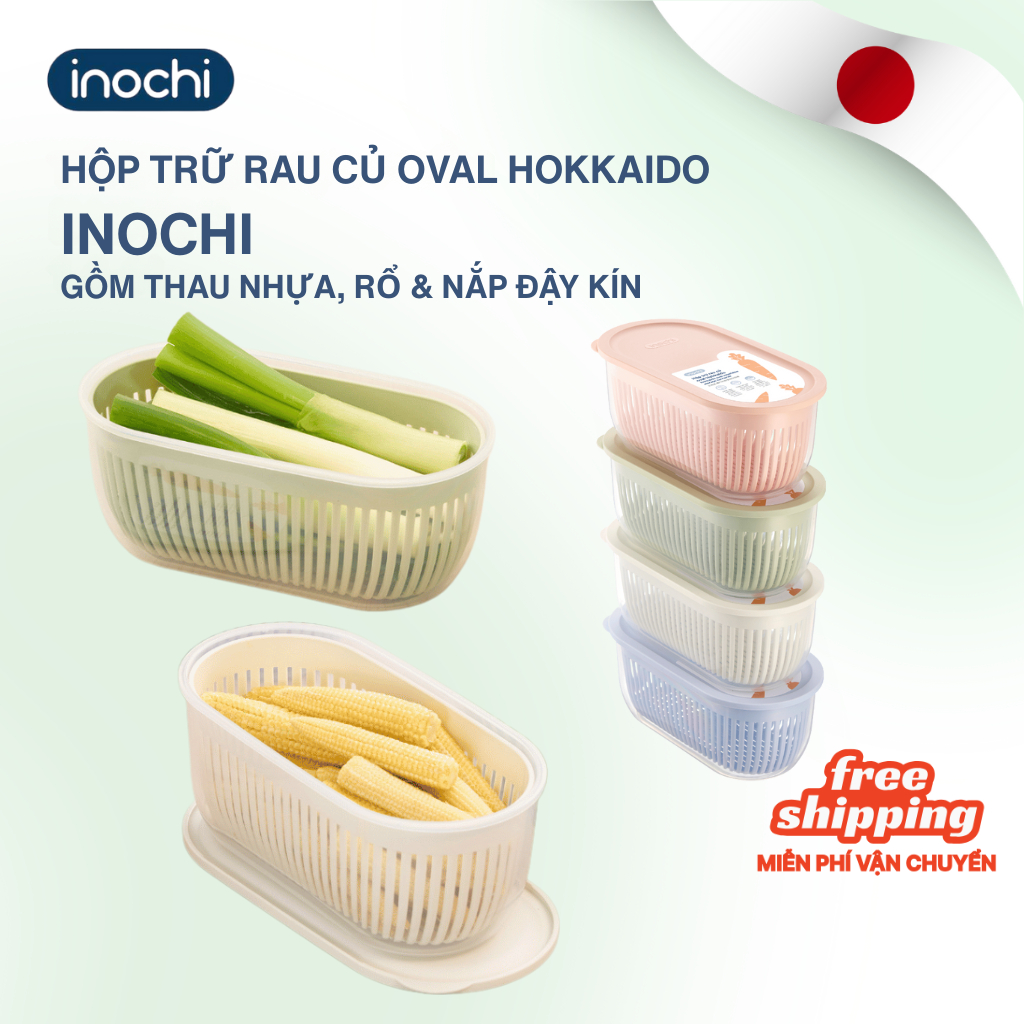 HỘP TRỮ RAU CỦ OVAL HOKKAIDO (1500ml) Tiện lợi đa năng, an toàn, tiết kiệm không gian tủ lạnh