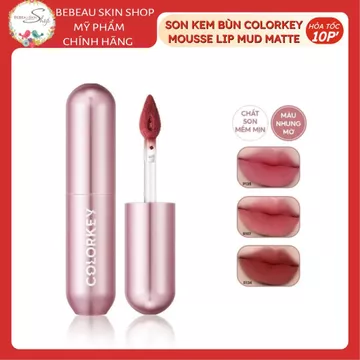 Son Kem Bùn Colorkey Mousse Matte Lip Mud Chất Son Mịn Mướt Dễ Tán 2g - Bebeau