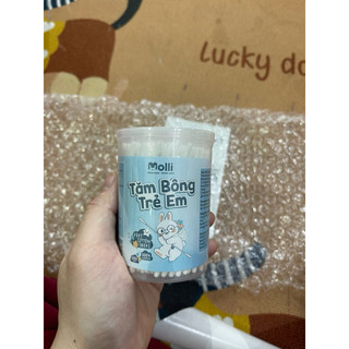 Hộp 200-400 Tăm bông trẻ em Tròn Molli Mới kháng khuẩn cho bé Pullkids