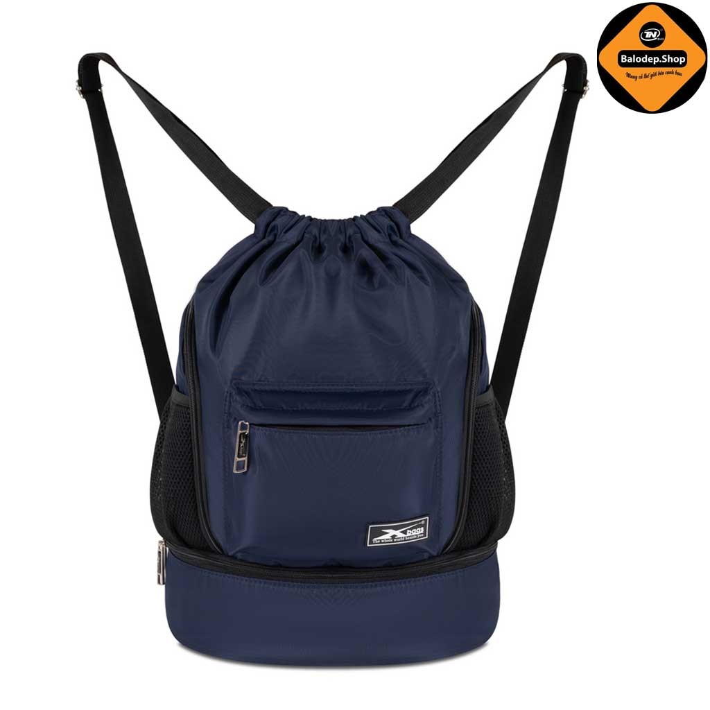 Balo Dây Rút Thể Thao Xbags Wisdom XB 6005 Xanh Đen Cá Tính, Chống Thấm, Có Ngăn Đựng Giày Riêng!