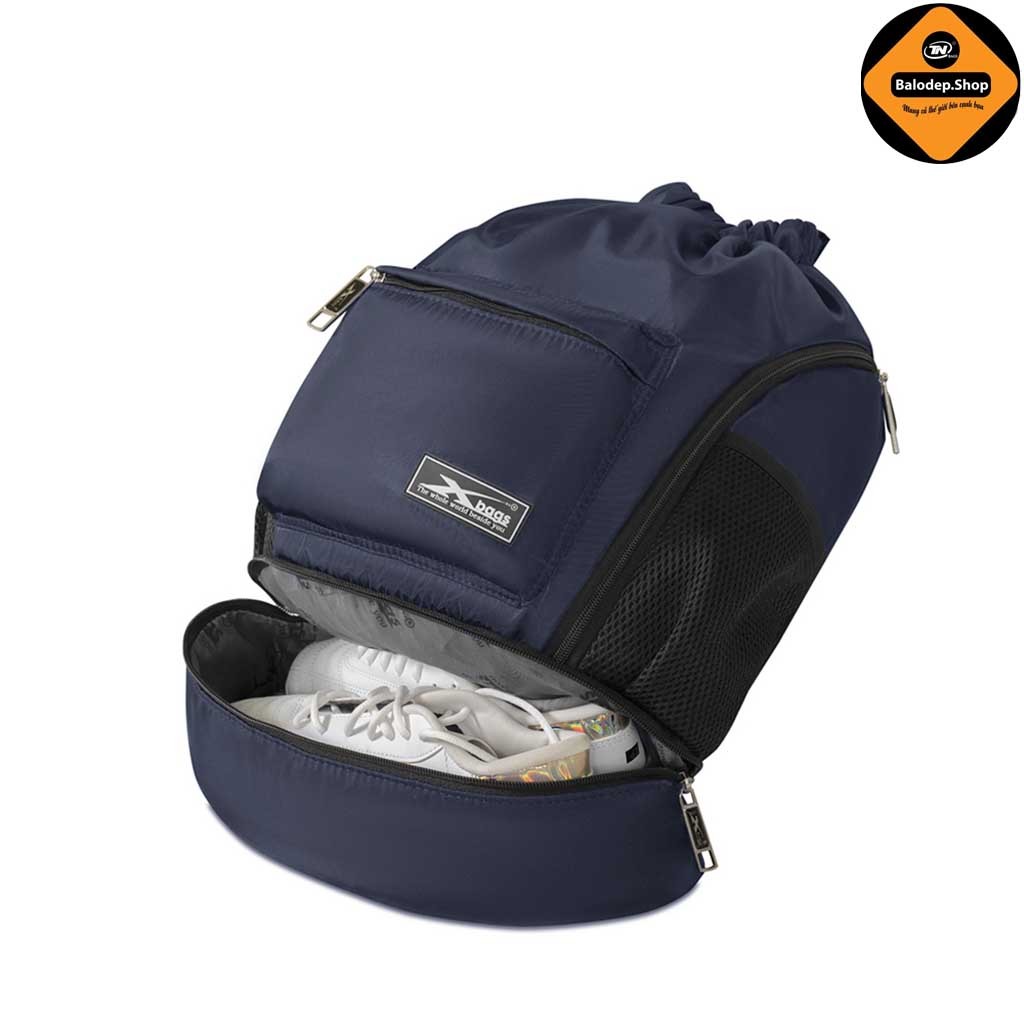 Balo Dây Rút Thể Thao Xbags Wisdom XB 6005 Xanh Đen Cá Tính, Chống Thấm, Có Ngăn Đựng Giày Riêng!