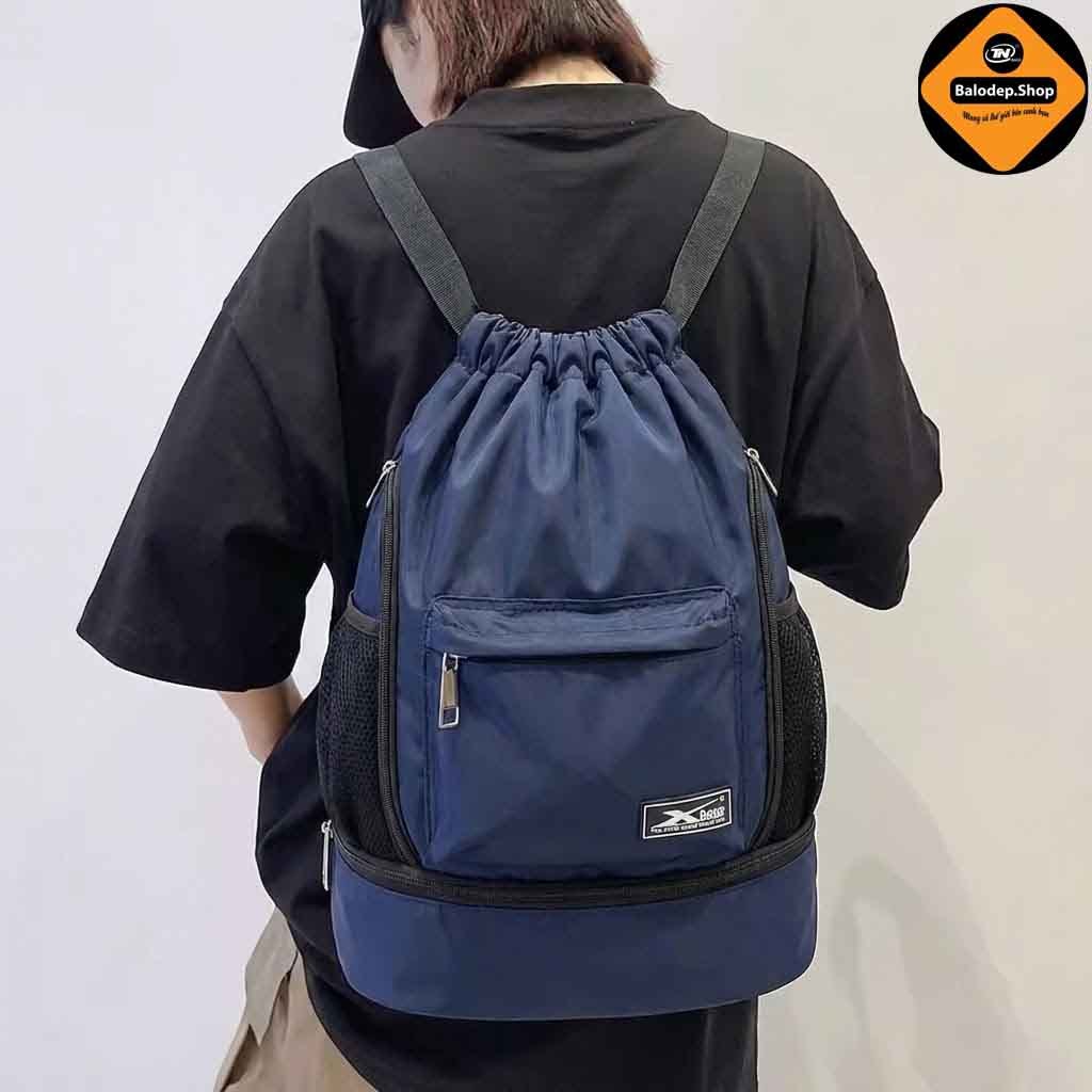 Balo Dây Rút Thể Thao Xbags Wisdom XB 6005 Xanh Đen Cá Tính, Chống Thấm, Có Ngăn Đựng Giày Riêng!