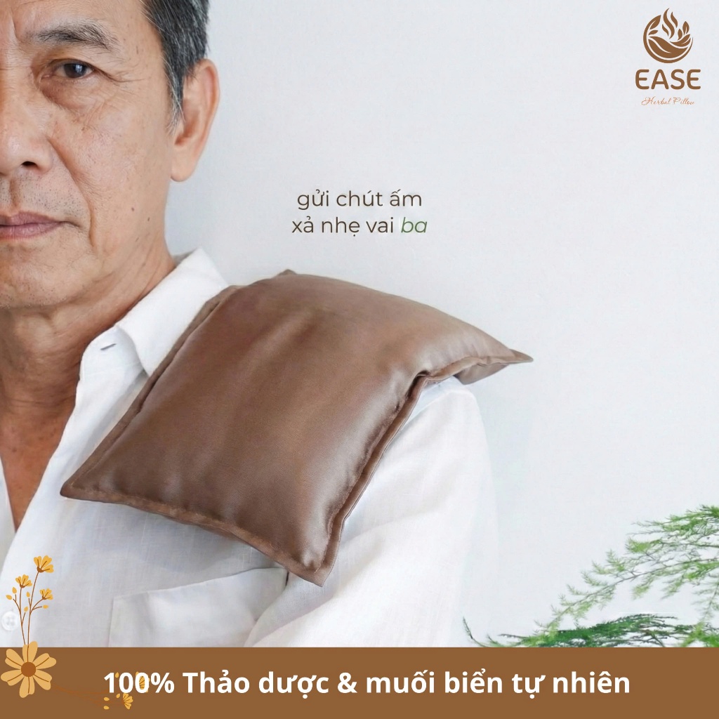 Combo Gối Chườm & Túi Chườm Mắt Thảo Dược Muối Biển EASE – Giảm Đau Mỏi, Ngủ Ngon, Thư Giãn