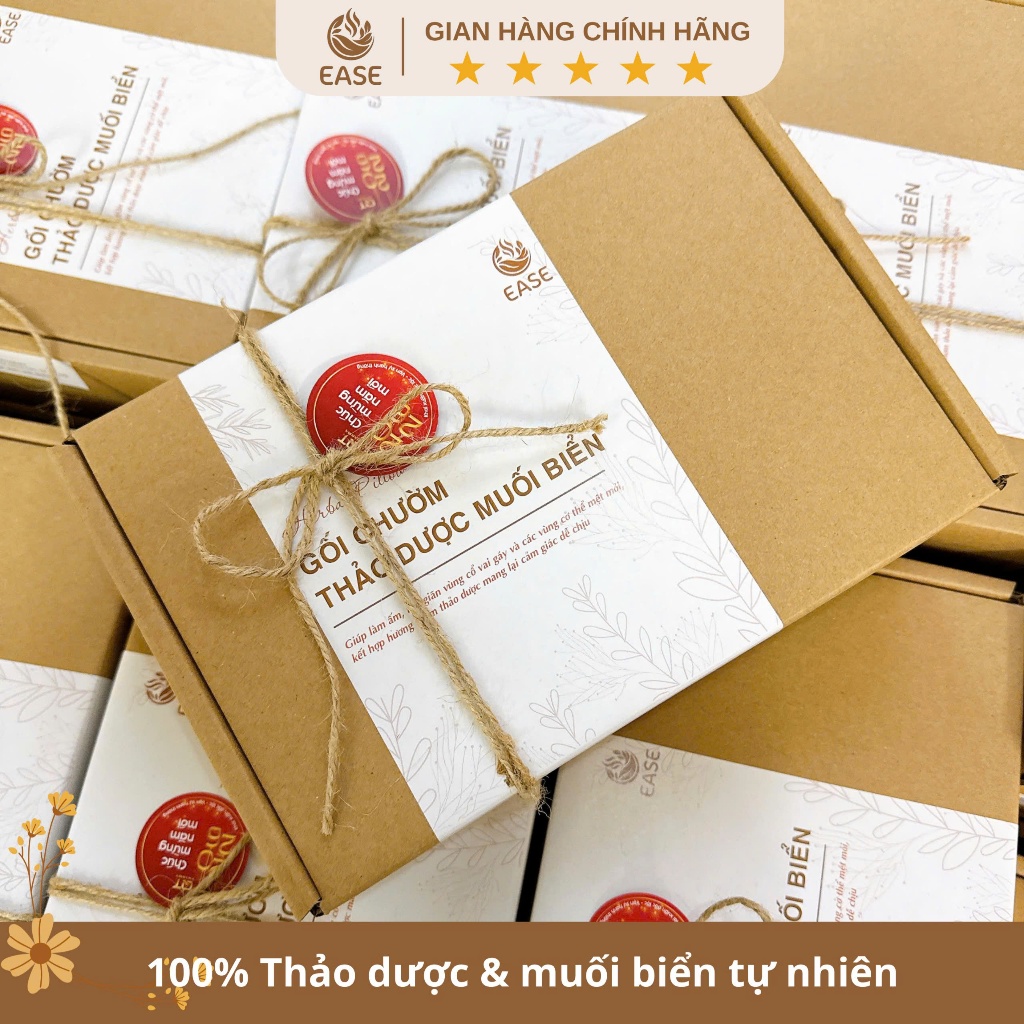 Combo Gối Chườm & Túi Chườm Mắt Thảo Dược Muối Biển EASE – Giảm Đau Mỏi, Ngủ Ngon, Thư Giãn