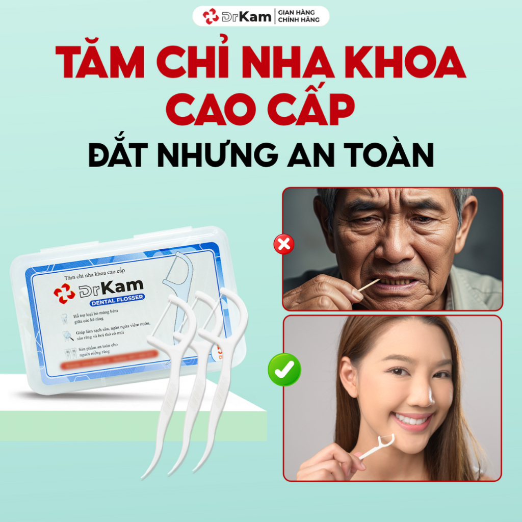 DrKam Tăm chỉ nha khoa công nghệ Nhật Bản 50 chiếc tiện lợi, nhỏ gọn, giảm hôi miệng