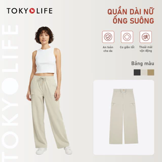 Quần dài ống suông Nữ TOKYOLIFE cạp chun form ống suông khóa cạnh sườn mẫu mới nhất 40002390