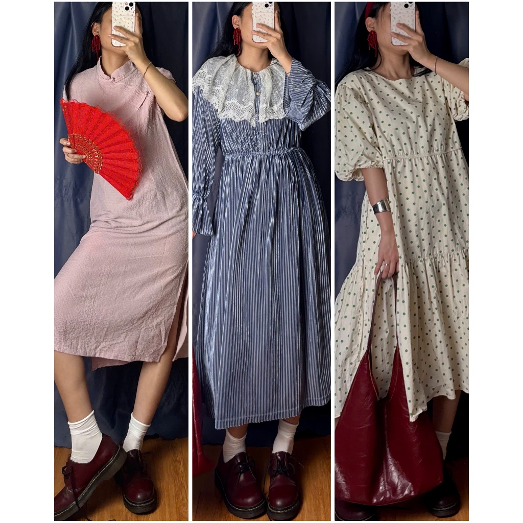 Đầm váy vintage dáng dài, được chọn mẫu/ins:  april6_clothing