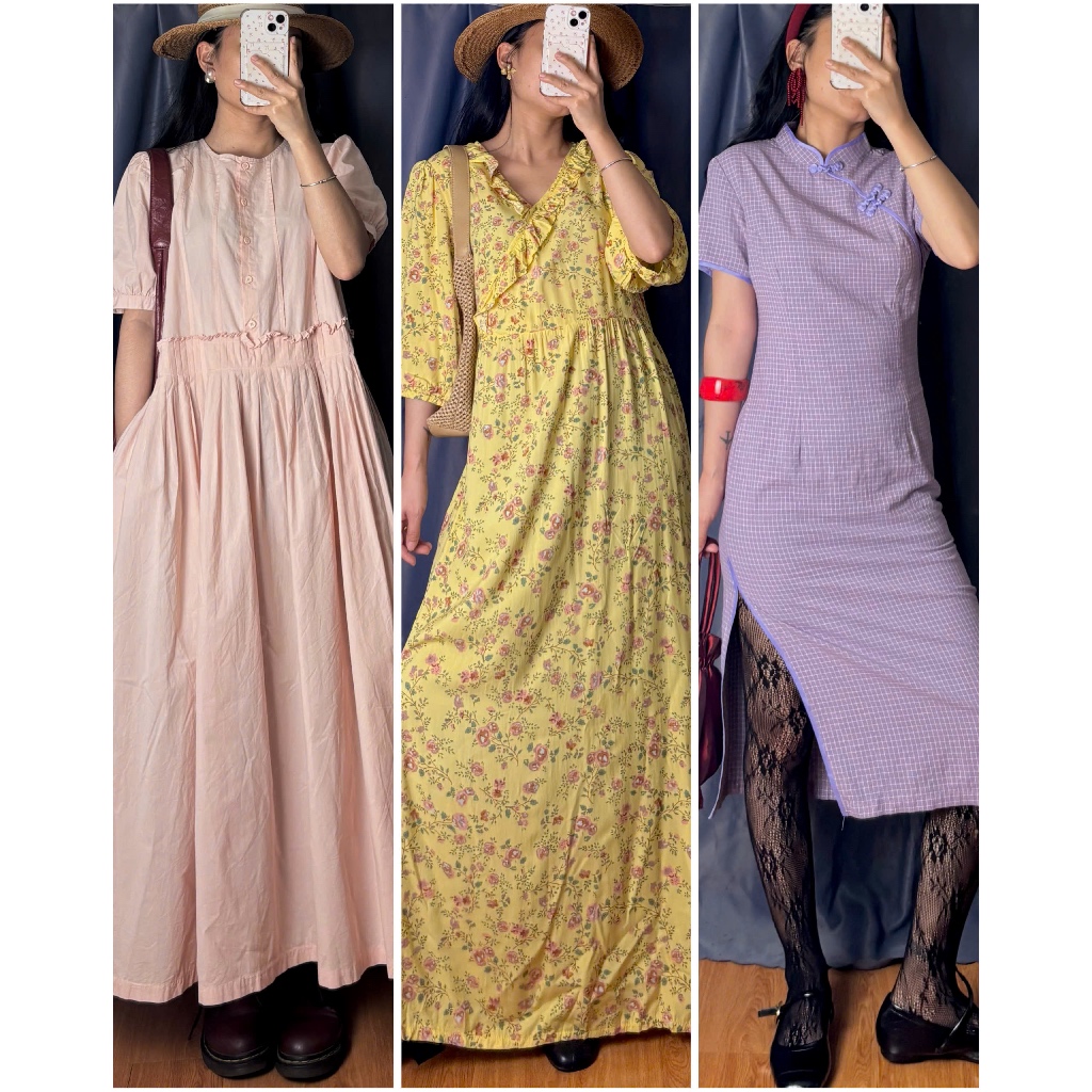 Đầm váy vintage dáng dài, được chọn mẫu/ins:  april6_clothing
