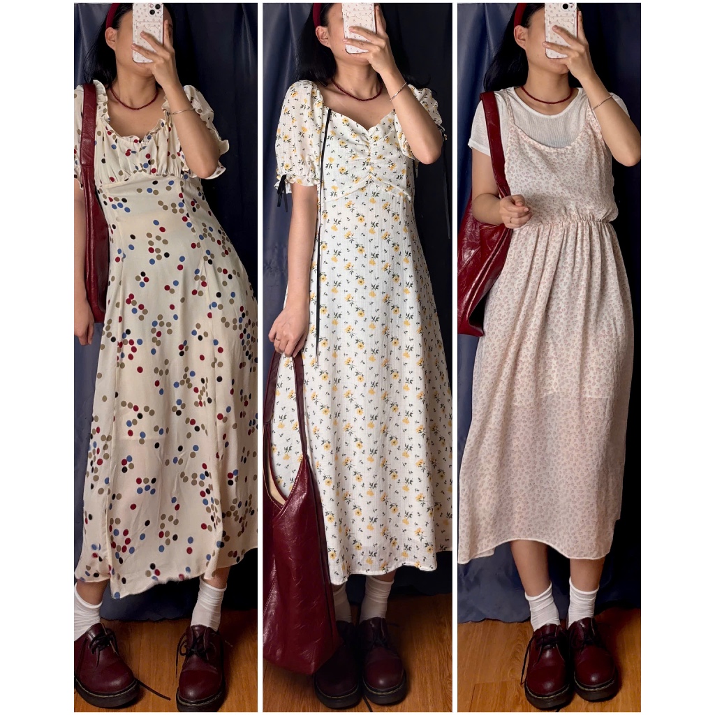 Đầm váy vintage dáng dài, được chọn mẫu/ins:  april6_clothing