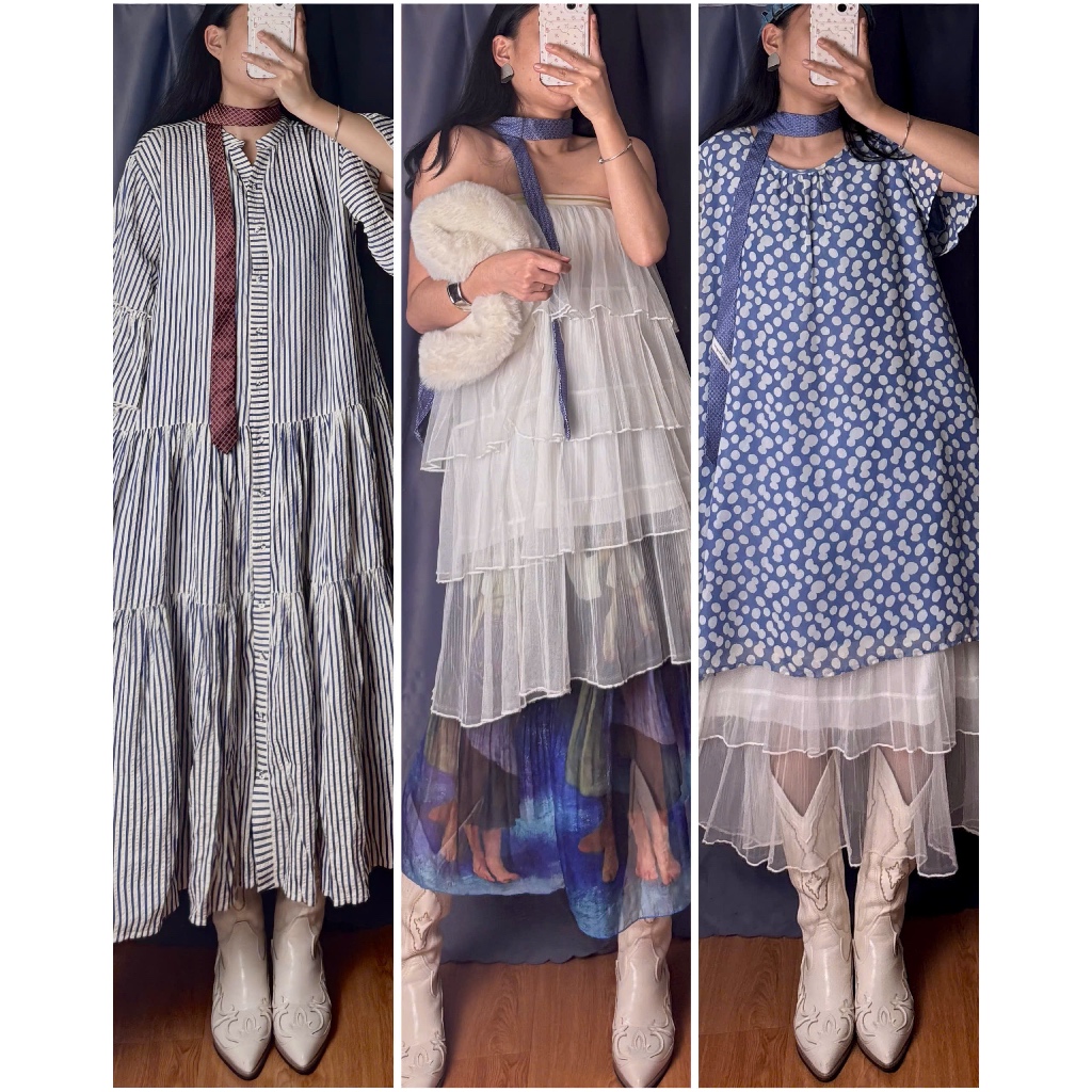 Đầm váy vintage dáng dài, được chọn mẫu/ins:  april6_clothing