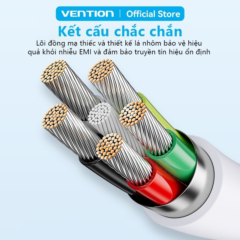 Combo 2 Cáp Sạc Nhanh 12W Vention USB-A Sang Light ,Sạc ổn định, Truyền Dữ Liệu nhanh,Dây dẻo bền