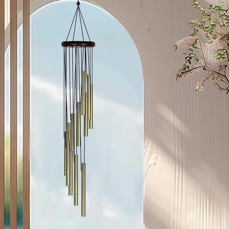 Mới 12 ống quay gió chuông gỗ rắn ống nhôm không thấm nước âm nhạc cổ điển trang trí nhà