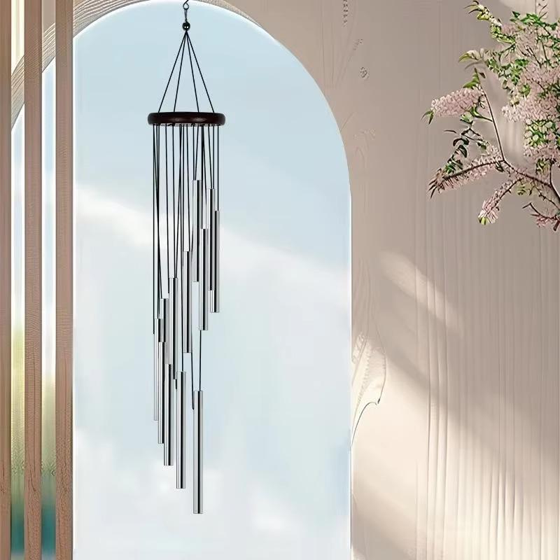Mới 12 ống quay gió chuông gỗ rắn ống nhôm không thấm nước âm nhạc cổ điển trang trí nhà