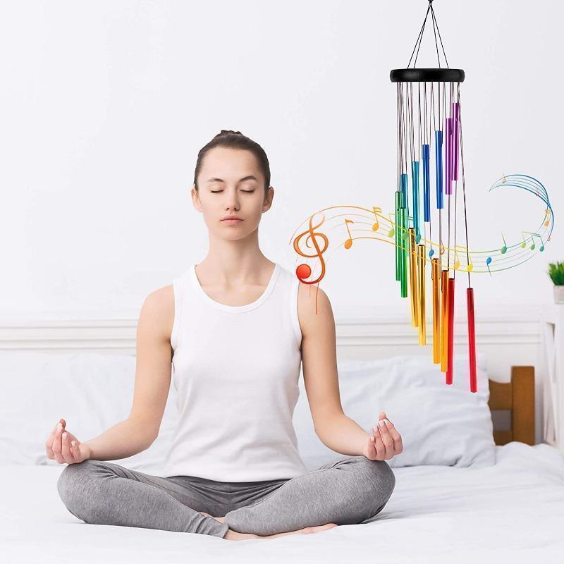 Mới 12 ống quay gió chuông gỗ rắn ống nhôm không thấm nước âm nhạc cổ điển trang trí nhà