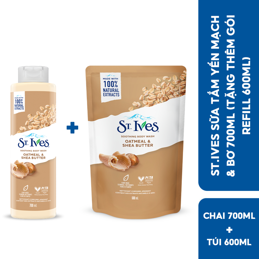 [Mua 1 tặng 1 Túi Refill] SỮA TẮM ST.IVES 700ml (Tùy chọn Bơ Yến Mạch/ Cam chanh/ Muối biển)