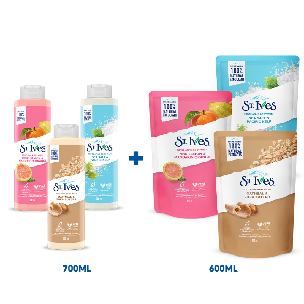 [Mua 1 tặng 1 Túi Refill] SỮA TẮM ST.IVES 700ml (Tùy chọn Bơ Yến Mạch/ Cam chanh/ Muối biển)