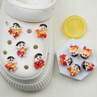 Set 10 Sticker, Charm 3D chủ đề Shin du xuân Tết 2025 gắn Dép Sục, Cá Sấu JB-301 Mita