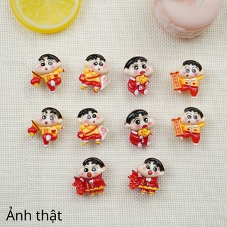 Set 10 Sticker, Charm 3D chủ đề Shin du xuân Tết 2025 gắn Dép Sục, Cá Sấu JB-301 Mita
