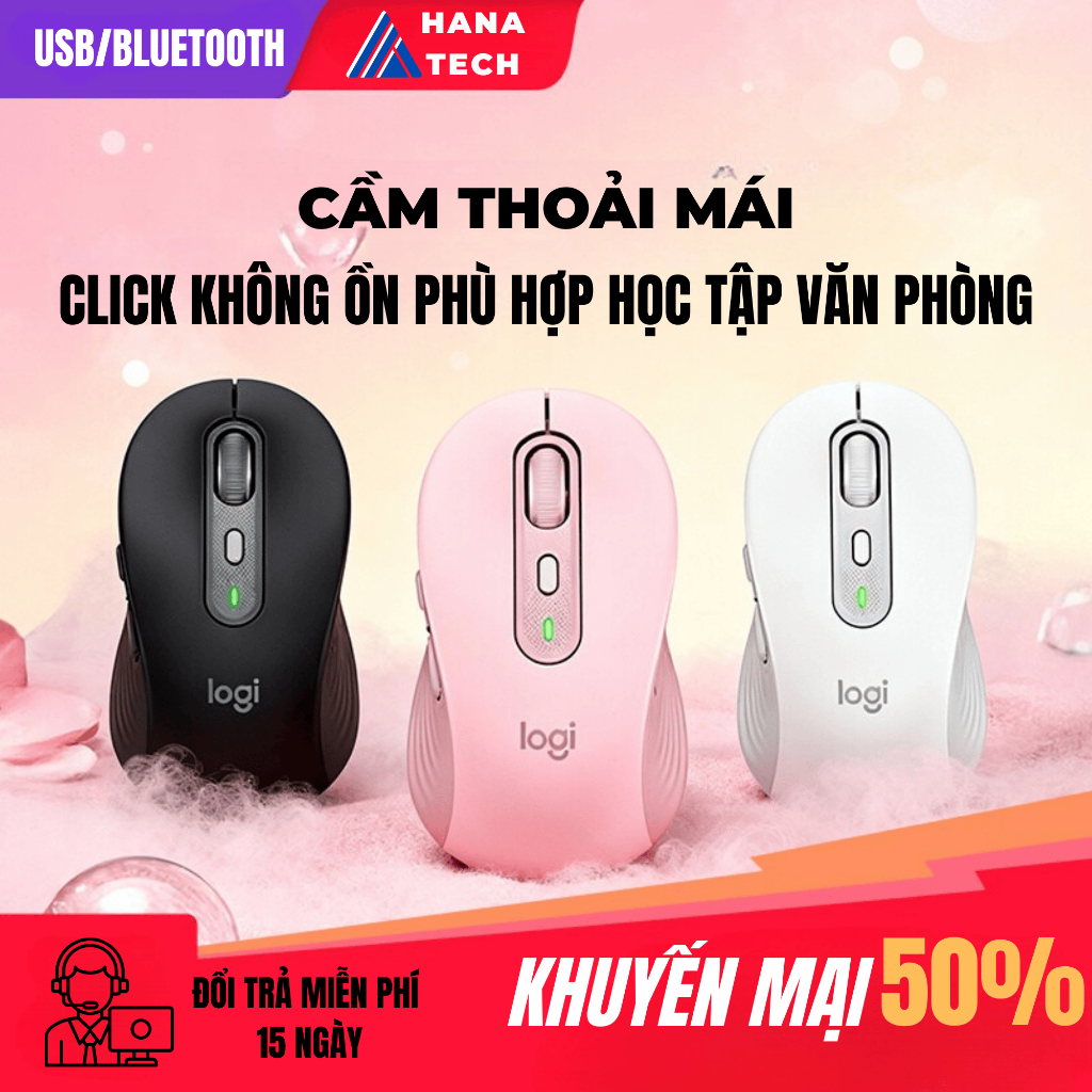 Chuột Không Dây Logitech Signature M650 Giảm Ồn, Thiết Kế Công Thái Học, Dành Cho Văn Phòng