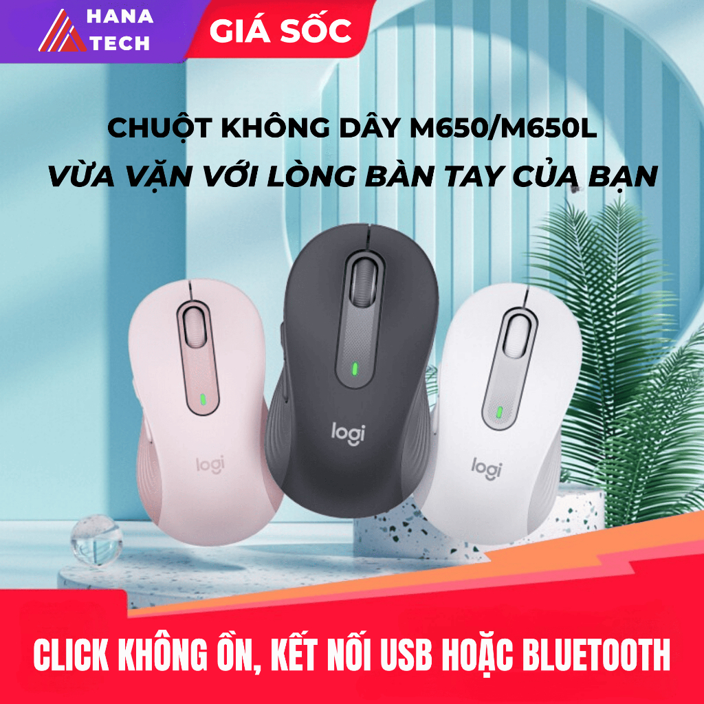 Chuột Không Dây Logitech Signature M650 Giảm Ồn, Thiết Kế Công Thái Học, Dành Cho Văn Phòng