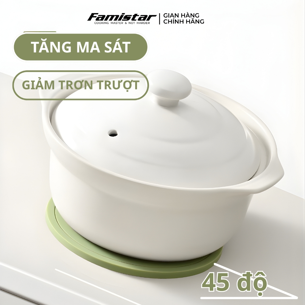 Combo 4 Lót Nồi Chống Nóng Silicon Chị Nhiệt Cao, Miếng Lót Ly Chống Thắm Nước Famistar GRCD01