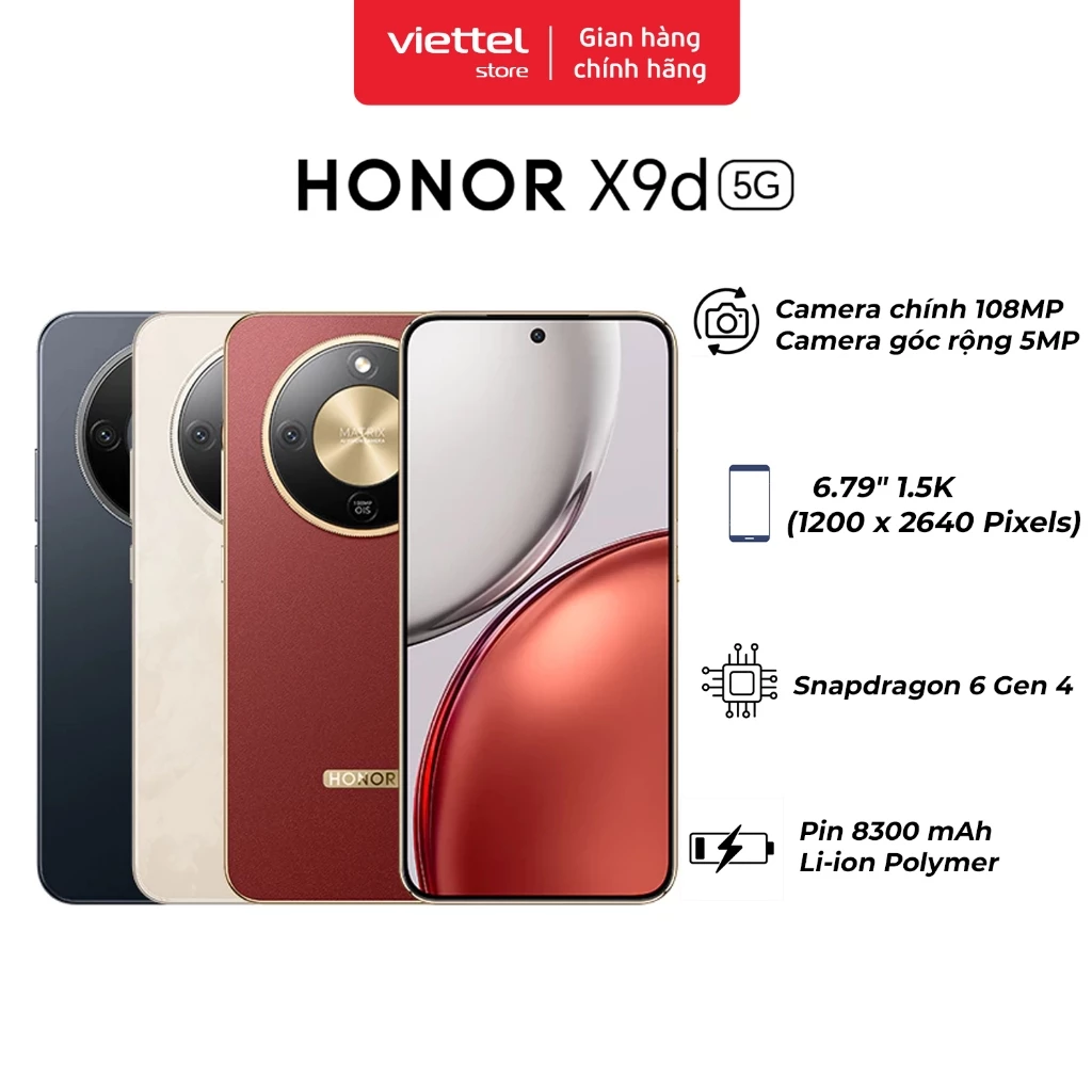 Điện thoại Honor X9d 5G 12GB + 512GB Chính hãng | Pin 8300mAh | Màn hình 6.79" 1.5K | NFC