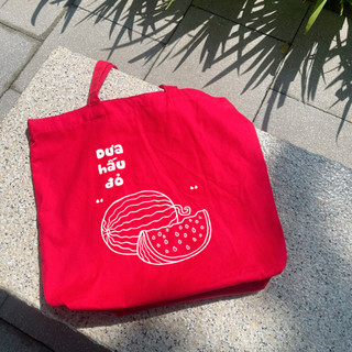Túi tote, Túi vải bố canvas cotton Dưa hấu đỏ đeo vai đi học đi chơi thời trang đựng vừa A4 - tota2157, tuid2023