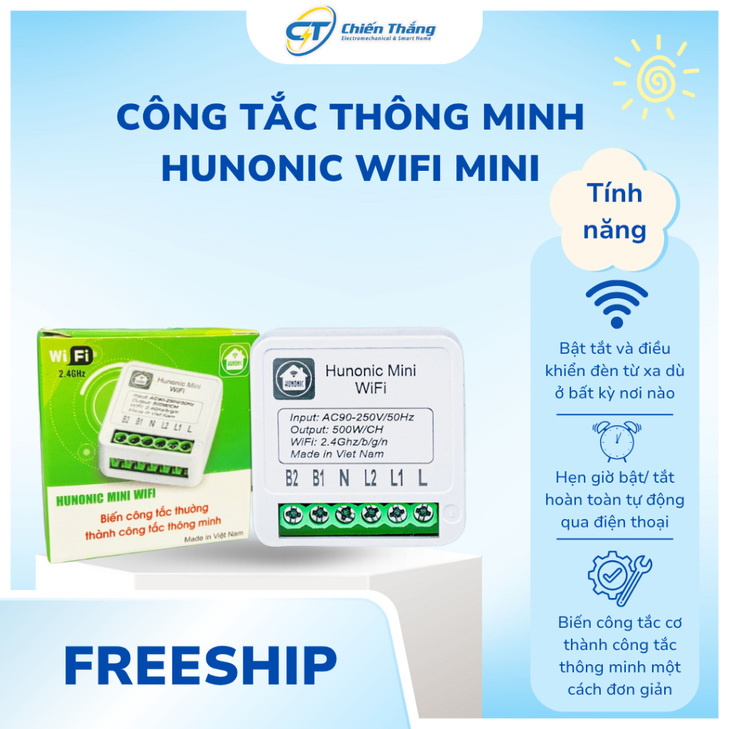 Công Tắc Thông Minh Wifi Mini Hunonic, Biến Công Tắc Thường Thành Công ...