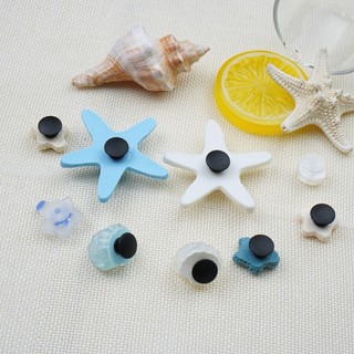 Set 9 Sticker, Charm 3D chủ đề Sao biển xanh lớn gắn Dép Sục, Cá Sấu JB-338 Mita