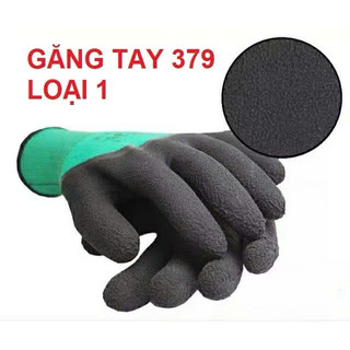 Bịch 24, 12 đôi Găng tay lao động phủ cao su đen sần giá tốt mã 379 - Găng tay bốc xếp xây dựng