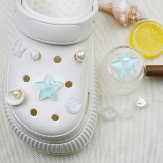Bộ 10 Sticker, Charm 3D chủ đề Vỏ sò nhựa cứng gắn Dép Sục, Cá Sấu JB-340 Mita