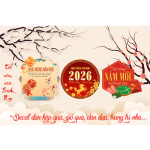 COMBO 100 Tem Tết 2026 Chúc Mừng Năm Mới – Decal Dán Hộp Quà, Giỏ Quà, Dán Dưa, Trang Trí Nhà Cửa